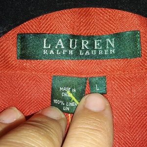 RALPH LAUREN CORAL RED LINEN SHIRT